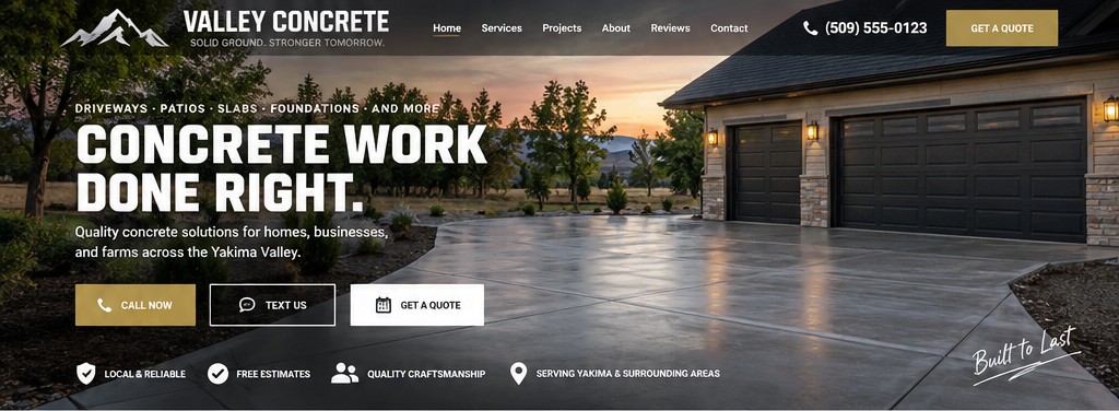 Fictional concrete photography website demonstration